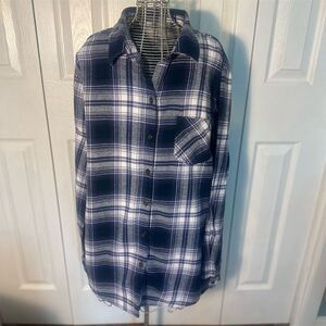 Northeast Women's Plaid Flannel Button-Up Shirt Blue Size L